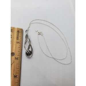 Sterling Silver Caged Pearl Necklace 18" Long 925 Ze